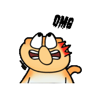 a cartoon cat with a red spot on its forehead and the word omg written above it