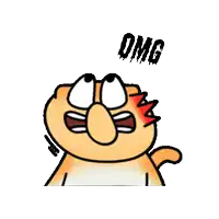a cartoon cat with a red spot on its forehead and the word omg written above it