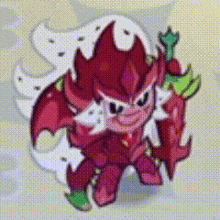 a cartoon character with red hair and green arms is holding a sword in a pixel art style .