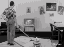 Ivan Vasilievich Back To The Future Cleaning GIF - Ivan Vasilievich Back To The Future Cleaning Watching Tv GIFs