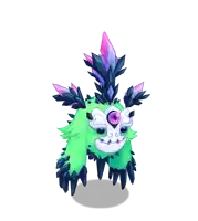 a cartoon character with a skull on its head