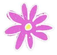 a purple flower with white petals and a yellow center on a white background