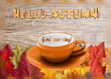 autumn hello happy autumn good morning coffee