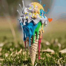 a colorful ice cream cone with sprinkles on top