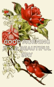 good morning its a beautiful day sparkles flowers birds