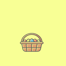 a yellow background with colorful easter eggs surrounding the words happy easter