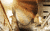 a blurred image of a person walking down stairs