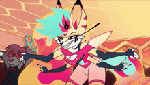 a cartoon of a fox with a heart on her chest