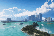 a large body of water surrounded by a city