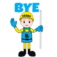 a cartoon of a construction worker says bye