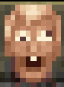 a pixel art of a man 's face with his mouth open and a surprised look on his face .