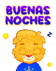 a cartoon cat is sleeping under a sign that says " buenas noches "