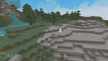 a screenshot of a minecraft game shows a person flying over a snowy landscape