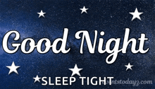 good night star text blue