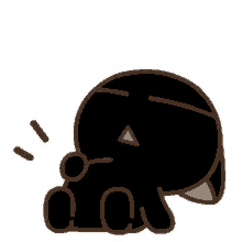 a cartoon of a black cat laying down with a thought bubble above it .