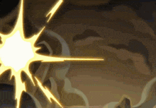 a cartoon explosion with a yellow light coming out of it