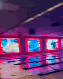 a bowling alley with a sign that says ' bowling '