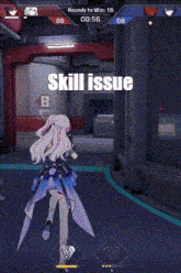 a screenshot of a video game with the words skill issue at the bottom