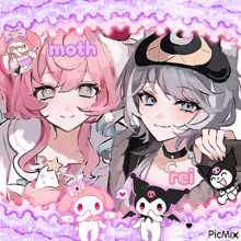 a picture of two anime girls with the word moth written on the bottom