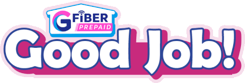 a logo for gfiber prepaid says good job