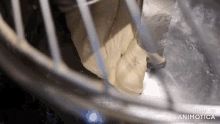 a close up of a dough in a mixer with the words made in animatica visible