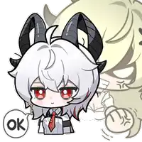 a cartoon character with horns and a speech bubble that says ok .