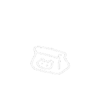 a drawing of a purse with a cat face on it .