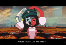 where the hell is the boss is written on the bottom of a cartoon