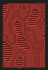 a red and black striped pattern with white crosses