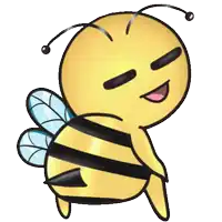 a cartoon of a bee with its eyes closed and its mouth open