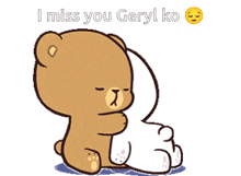a cartoon of two teddy bears with the words " i miss you gery "