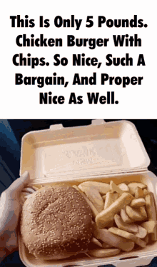 chicken burger chips so nice bargain proper
