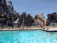 Swimming Pool Jumping Into Pool GIF - Swimming Pool Jumping Into Pool Bikini Girls GIFs