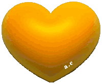 a yellow heart with the initials a.c. on it