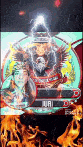 a picture of a man with a eagle and the name juri