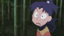 a cartoon character is being held by someone in a forest