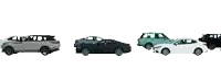 a row of cars are lined up in a line on a white background