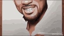a man with a beard is smiling in a made in animatica video