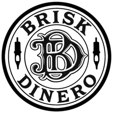 a black and white logo for brisk dinero