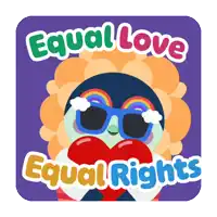 a sticker that says " equal love equal rights " on it
