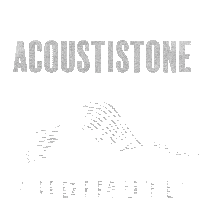 a logo for acousticone and audimute shows a wave