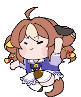 a cartoon drawing of a girl with brown hair and a ponytail holding a cup of coffee .