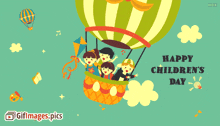 Happy Children'S Day Kids GIF - Happy Children'S Day Kids Hot Air Balloon GIFs