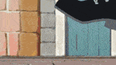 a cartoon of a person standing in front of a blue door