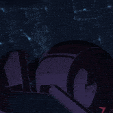 a close up of a robot 's face with a purple background