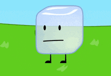 a cartoon ice cube with a long tongue sticking out .