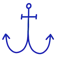 a drawing of an anchor with two arrows pointing in opposite directions