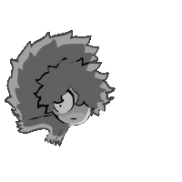 a black and white drawing of a furry animal