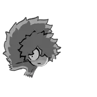 a black and white drawing of a furry animal