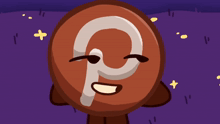 a cartoon character with a letter p on it 's face